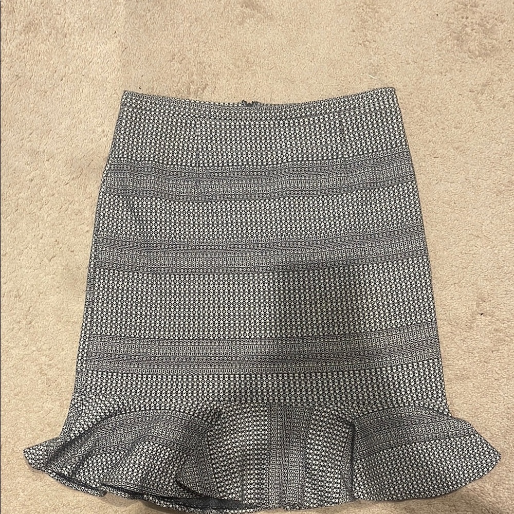 Navy & White Ruffled Mini Pencil Flounce Skirt for Work